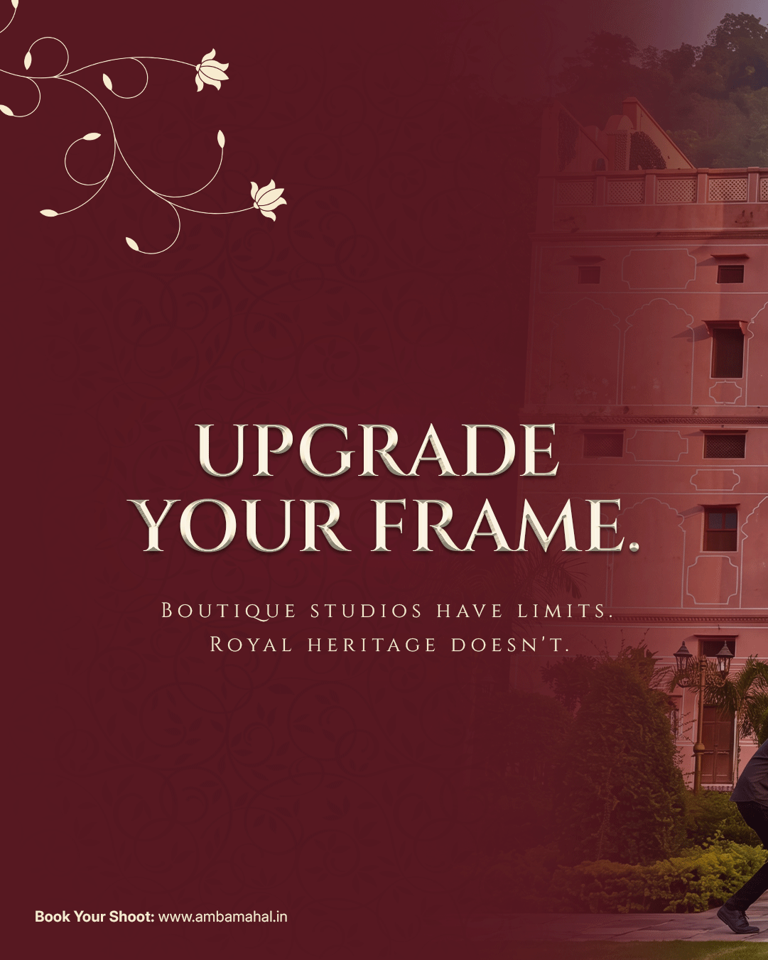 Amba Mahal social campaign creative featuring heritage architecture